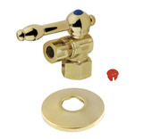 Kingston Brass CC43102KLK 1/2-Inch FIP X 3/8-Inch OD Comp Quarter-Turn Angle Stop Valve with Flange, Polished Brass