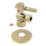 Kingston Brass  CC43102DLK 1/2" FIP x 3/8" OD Comp Quarter-Turn Angle Stop Valve with Flange, Polished Brass