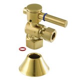 Kingston Brass CC43107DLK 1/2" FIP x 3/8" OD Comp Quarter-Turn Angle Stop Valve with Flange, Brushed Brass