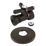 Kingston Brass CC44155XK 1/2" FIP x 1/2" or 7/16" Slip Joint Quarter-Turn Straight Stop Valve with Flange, Oil Rubbed Bronze