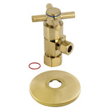 Kingston Brass CD53307DXK 5/8"O.D x 3/8" O.D Anti-Seize Deluxe Quarter Turn Ceramic Hardisc Cartridge Angle Stop with Flange, Brushed Brass