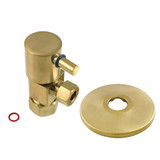 Kingston Brass CD53307DLK 5/8"O.D x 3/8" O.D Anti-Seize Deluxe Quarter Turn Ceramic Hardisc Cartridge Angle Stop with Flange, Brushed Brass