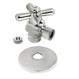 Kingston Brass CC43201XK 1/2" Sweat x 3/8" OD Comp Quarter-Turn Angle Stop Valve with Flange, Polished Chrome