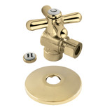 Kingston Brass CC43202XK 1/2" Sweat x 3/8" OD Comp Quarter-Turn Angle Stop Valve with Flange, Polished Brass