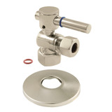 Kingston Brass CC44408DLK 1/2-Inch FIP X 1/2-Inch OD Comp Quarter-Turn Angle Stop Valve with Flange, Brushed Nickel