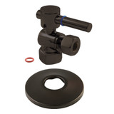 Kingston Brass CC44405DLK 1/2-Inch FIP X 1/2-Inch OD Comp Quarter-Turn Angle Stop Valve with Flange, Oil Rubbed Bronze