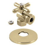 Kingston Brass CC44102XK 1/2-Inch FIP X 1/2-Inch or 7/16-Inch O.D. Slip Joint Quarter-Turn Angle Stop Valve with Flange, Polished Brass