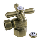 Kingston Brass CC43103X Quarter Turn Valve (1/2" FIP X 3/8" O.D. Compression), Antique Brass