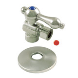 Kingston Brass CC43208K 1/2" Sweat x 3/8" OD Comp Quarter-Turn Angle Stop Valve with Flange, Brushed Nickel