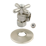 Kingston Brass CC13008XK 1/2-Inch IPS X 3/4-Inch Hose Thread Quarter-Turn Angle Stop Valve with Flange, Brushed Nickel