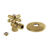 Kingston Brass CC33107XK 3/8" IPS X 3/8" OD Comp Quarter-Turn Angle Stop Valve with Flange, Brushed Brass