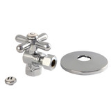 Kingston Brass CC33101XK 3/8" IPS X 3/8" OD Comp Quarter-Turn Angle Stop Valve with Flange, Polished Chrome