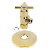Kingston Brass CD53302DXK 5/8"O.D x 3/8" O.D Anti-Seize Deluxe Quarter Turn Ceramic Hardisc Cartridge Angle Stop with Flange, Polished Brass