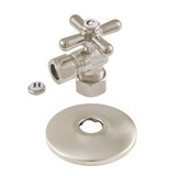 Kingston Brass CC54408XK 5/8-Inch OD X 1/2-Inch OD Comp Quarter-Turn Angle Stop Valve with Flange, Brushed Nickel