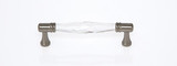JVJ Satin Nickel 96 mm (3.78") C/C Faceted 31% Leaded Crystal Door Pull - 32446