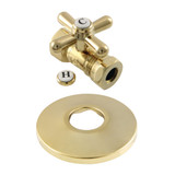 Kingston Brass CC44152XK 1/2" FIP x 1/2" or 7/16" Slip Joint Quarter-Turn Straight Stop Valve with Flange, Polished Brass