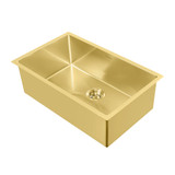 Whitehaus  WHNPL3318-B Noah Plus 16 gauge Single Bowl Linen Textured Undermount or Drop-in Sink Set - Brass