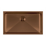 Whitehaus WHNPL3318-CO Noah Plus 16 gauge Single Bowl Linen Textured Undermount or Drop-in Sink Set - Copper