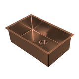 Whitehaus  WHNPL3318-CO Noah Plus 16 gauge Single Bowl Linen Textured Undermount or Drop-in Sink Set - Copper