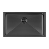 Whitehaus  WHNPL3318-MBLK Noah Plus 16 gauge Single Bowl Linen Textured Undermount or Drop-in Sink Set - Matte Black