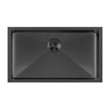 Whitehaus WHNPL3318-MBLK Noah Plus 16 gauge Single Bowl Linen Textured Undermount or Drop-in Sink Set - Matte Black