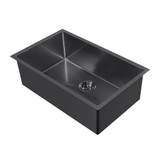 Whitehaus  WHNPL3318-MBLK Noah Plus 16 gauge Single Bowl Linen Textured Undermount or Drop-in Sink Set - Matte Black