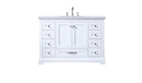 Lexora  LD342248SAWQ000 Dukes 48" White Single Vanity, White Quartz Top, White Square Sink and no Mirror