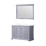 Lexora LD342248SBWQM46 Dukes 48" Dark Grey Single Vanity Cabinet, White Quartz Top, White Square Sink and 46" Mirror