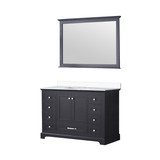 Lexora LD342248SGWQM46 Dukes 48" Espresso Single Vanity Cabinet, White Quartz Top, White Square Sink and 46" Mirror