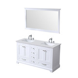 Lexora  LD342260DAWQM58 Dukes 60" White Double Vanity, White Quartz Top, White Square Sinks and 58" Mirror