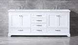 Lexora  LD342280DAWQ000 Dukes 80" White Double Vanity, White Quartz Top, White Square Sinks and no Mirror