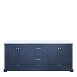 Lexora Dukes 80" Navy Blue Double Vanity Cabinet, White Quartz Top, White Square Sinks and no Mirror