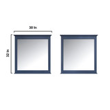 Lexora  LD342280DEWQM30F Dukes 80" Navy Blue Double Vanity, White Quartz Top, White Square Sinks and 30" Mirrors w/ Faucets