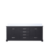 Lexora Dukes 80" Espresso Double Vanity Cabinet, White Quartz Top, White Square Sinks and no Mirror