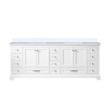 Lexora LD342284DAWQ000 Dukes 84" White Double Vanity Cabinet, White Quartz Top, White Square Sinks and no Mirror