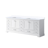 Lexora LD342284DAWQ000 Dukes 84" White Double Vanity Cabinet, White Quartz Top, White Square Sinks and no Mirror
