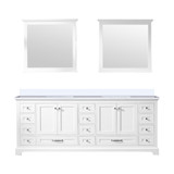 Lexora LD342284DAWQM34 Dukes 84" White Double Vanity Cabinet, White Quartz Top, White Square Sinks and 34" Mirrors