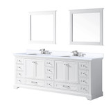 Lexora LD342284DAWQM34F Dukes 84" White Double Vanity Cabinet, White Quartz Top, White Square Sinks and 34" Mirrors w/ Faucets