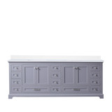 Lexora LD342284DBWQ000 Dukes 84" Dark Grey Double Vanity Cabinet, White Quartz Top, White Square Sinks and no Mirror