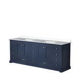 Lexora LD342284DEWQ000 Dukes 84" Navy Blue Double Vanity Cabinet, White Quartz Top, White Square Sinks and no Mirror