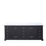 Lexora Dukes 84" Espresso Double Vanity Cabinet, White Quartz Top, White Square Sinks and no Mirror