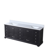 Lexora LD342284DGWQ000 Dukes 84" Espresso Double Vanity Cabinet, White Quartz Top, White Square Sinks and no Mirror