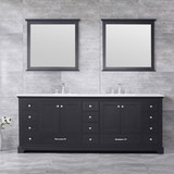 Lexora  LD342284DGWQM34F Dukes 84" Espresso Double Vanity, White Quartz Top, White Square Sinks and 34" Mirrors w/ Faucets