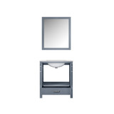 Lexora  LJ342230SBWQM28 Jacques 30" Dark Grey Single Vanity, White Quartz Top, White Square Sink and 28" Mirror