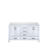 Lexora LJ342260DAWQ000 Jacques 60" White Double Vanity Cabinet, White Quartz Top, White Square Sinks and no Mirror
