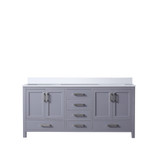 Lexora Jacques 72" Dark Grey Double Vanity Cabinet, White Quartz Top, White Square Sinks and no Mirror