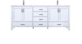 Lexora  LJ342280DAWQ000 Jacques 80" White Double Vanity, White Quartz Top, White Square Sinks and no Mirror