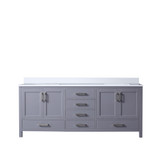 Lexora Jacques 80" Dark Grey Double Vanity Cabinet, White Quartz Top, White Square Sinks and no Mirror