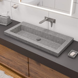 ALFI 40" x 19" Solid Concrete Gray Matte Trough Sink for the Bathroom - ABCO40TR