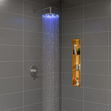ALFI 8" x 36" Brushed Gold PVD Stainless Steel Vertical Triple Shelf Shower Niche - ABNP0836-BG